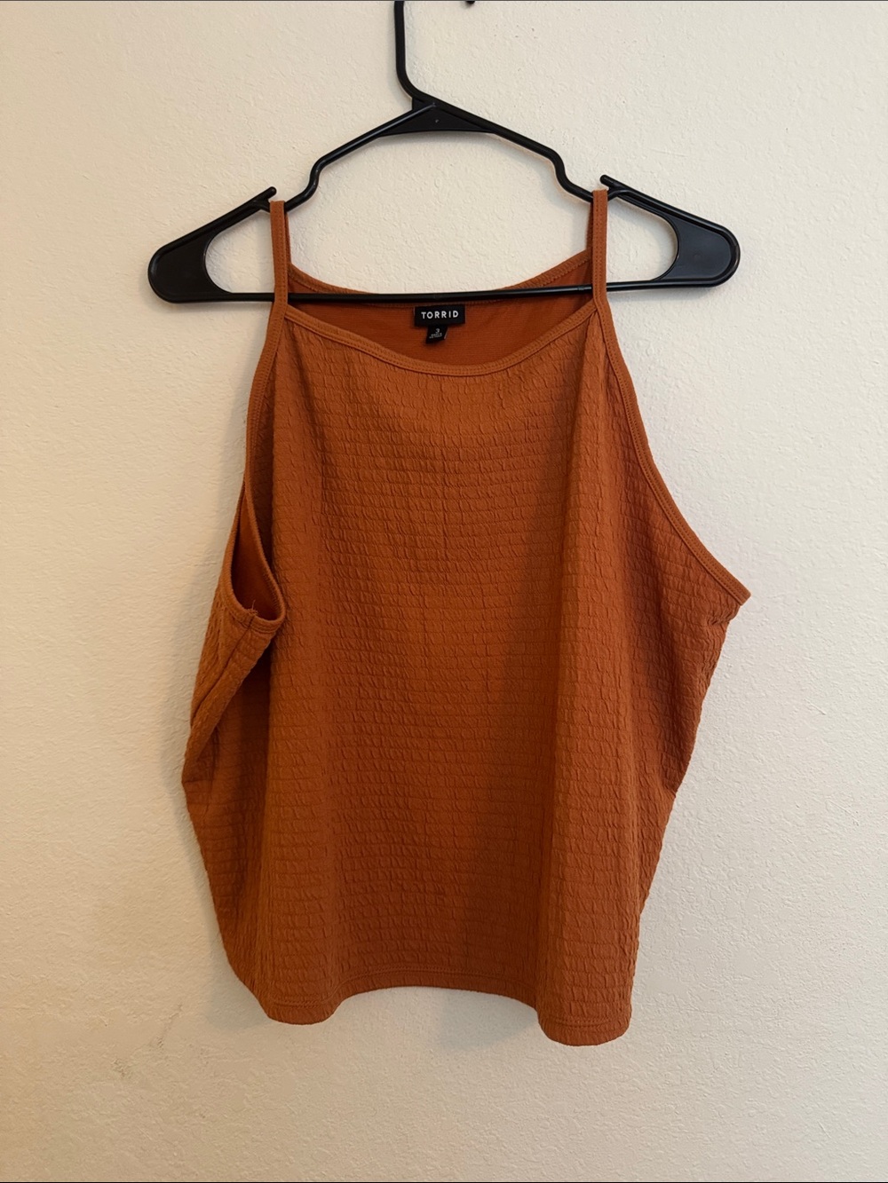 torrid rust-orange textured cropped halter tank 3x